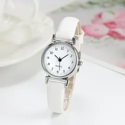 간단한 쿼츠 시계 숙녀 패션 작은 다이얼 캐주얼 시계 가죽 스트랩 손목 시계 여성용 Relojes Para Mujer