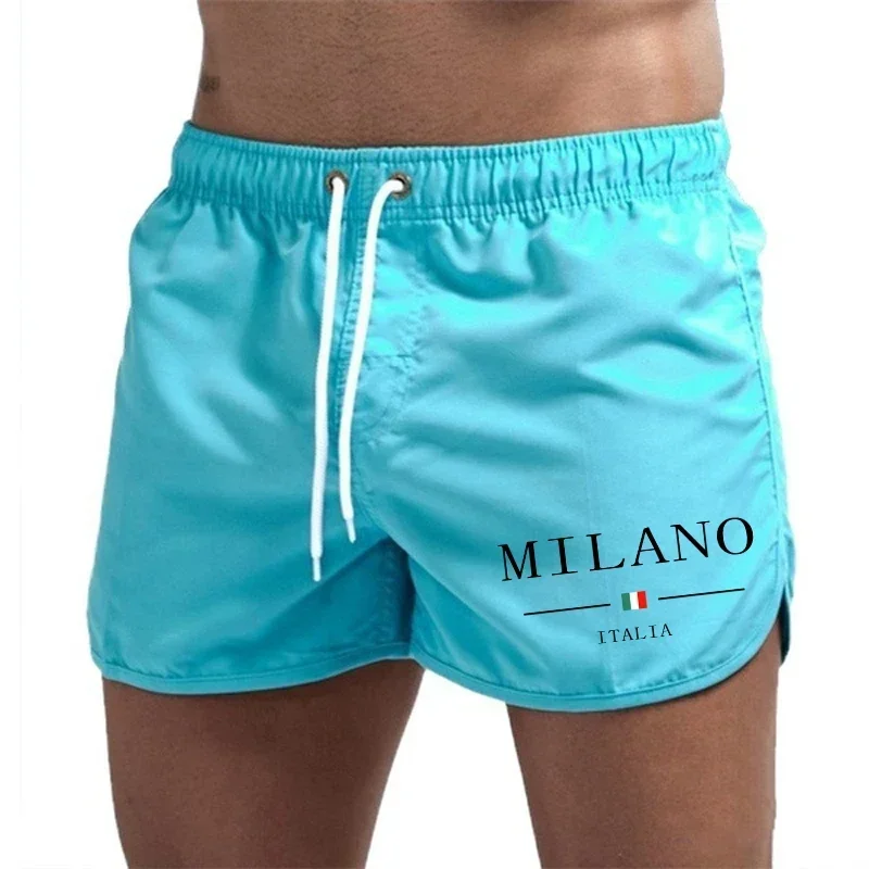 

Men's quick-drying beach shorts, summer casual swim trunks, elastic waist drawstring surfing shorts, breathable shorts