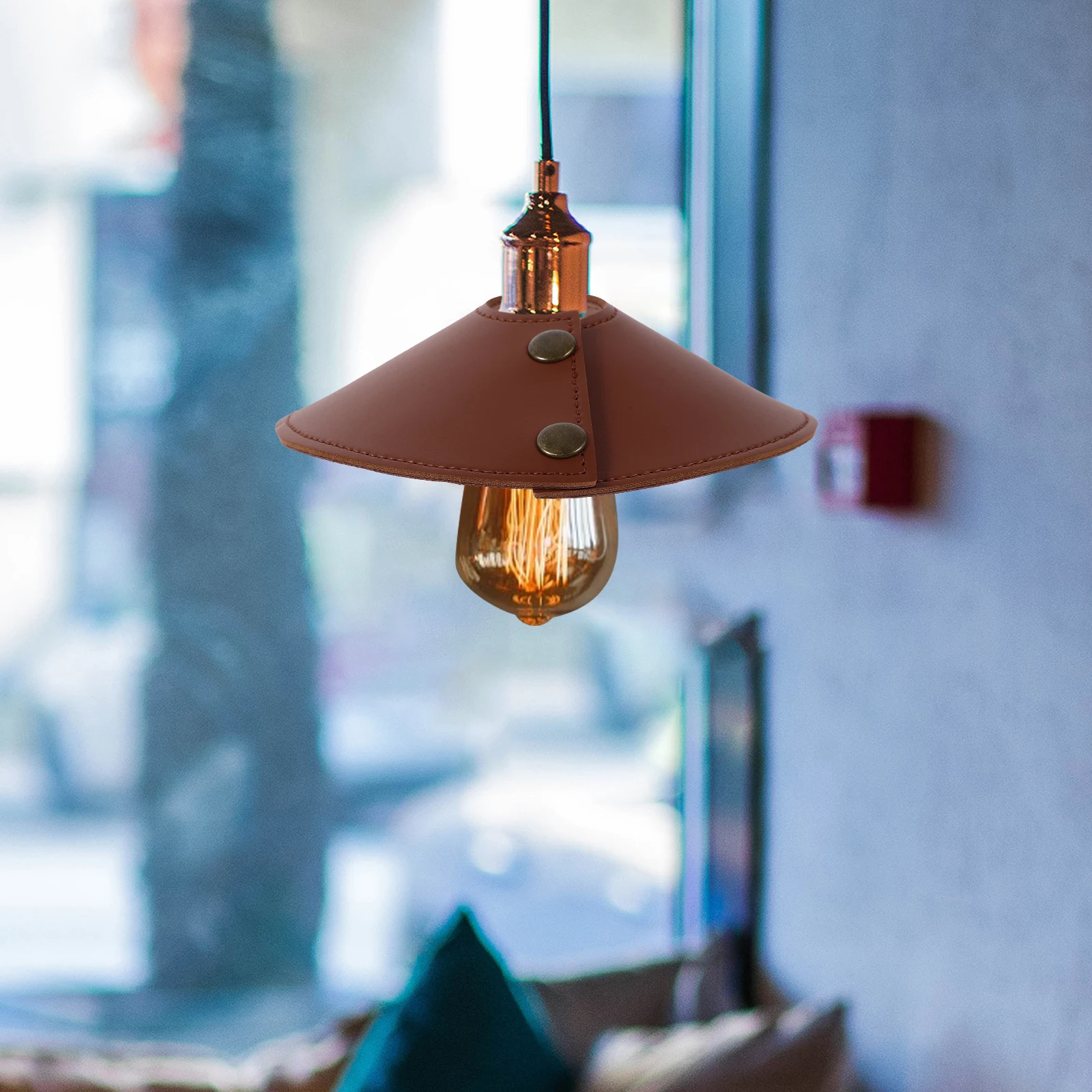 

Detachable Camping Lampshade Hiking Bulb Cover Pu Retro Design Portable Small Lampshade Easy Installation For