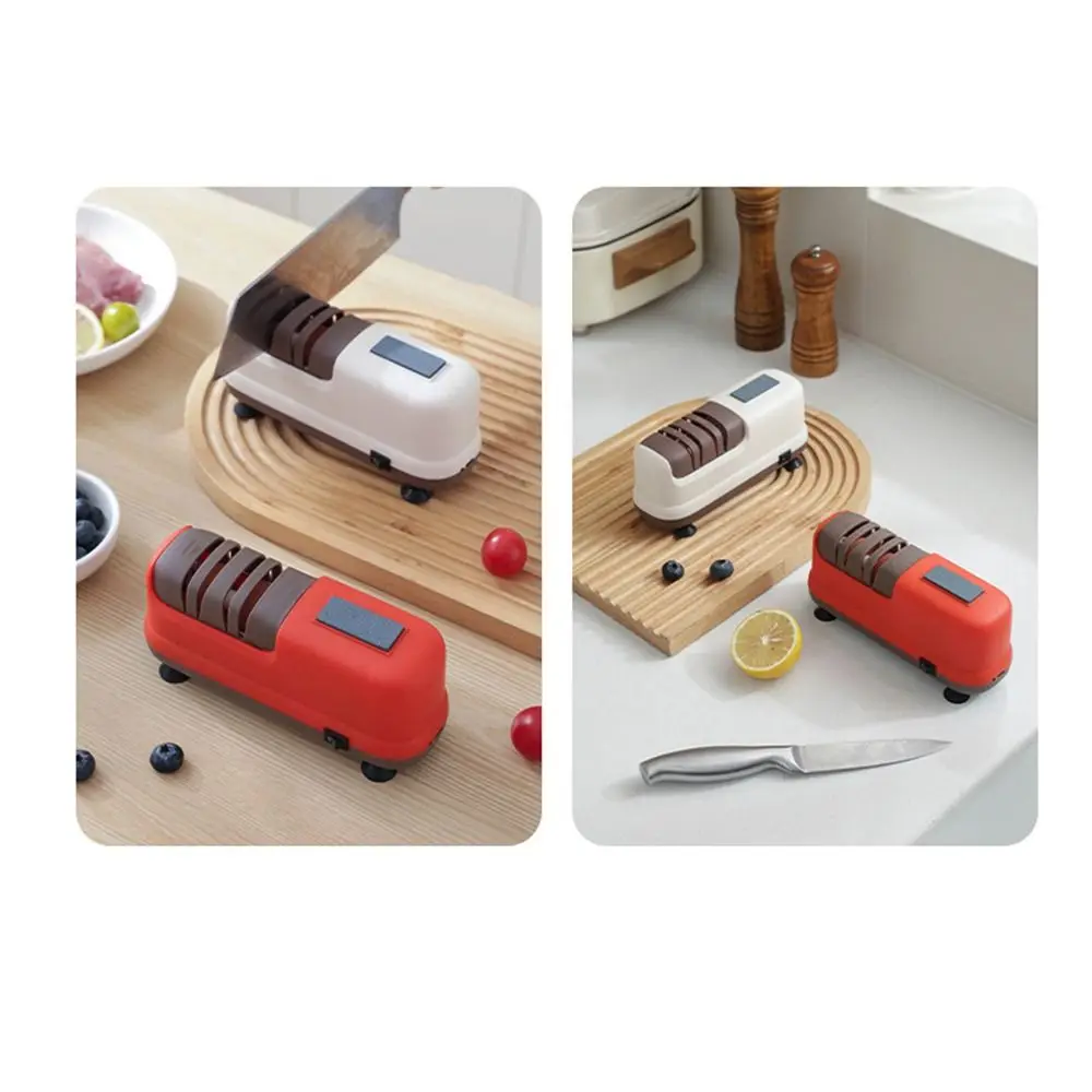 4-Stage Precision Electric Cutter Sharpener Suction Cup Base Non-slip Automatic Sharpening Stone Food Grade Multifunctional
