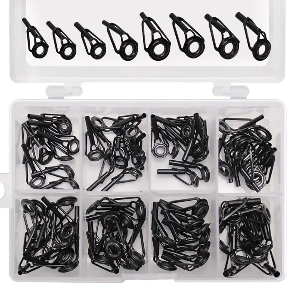 80Pcs Top Tip Guide Set With Plastic Box High Carbon Steel Eye Line Ring For Spinning Casting Fishing Rod