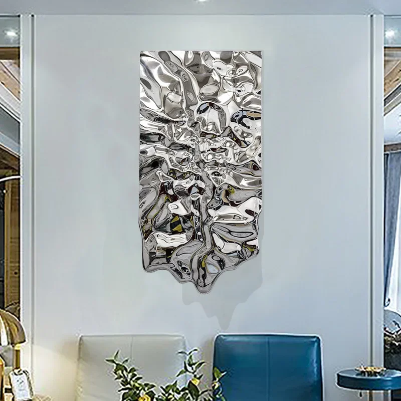 Luxury Stainless Steel Abstract Wave 3D Painting Home Decor Accessories Wall Art Bedroom