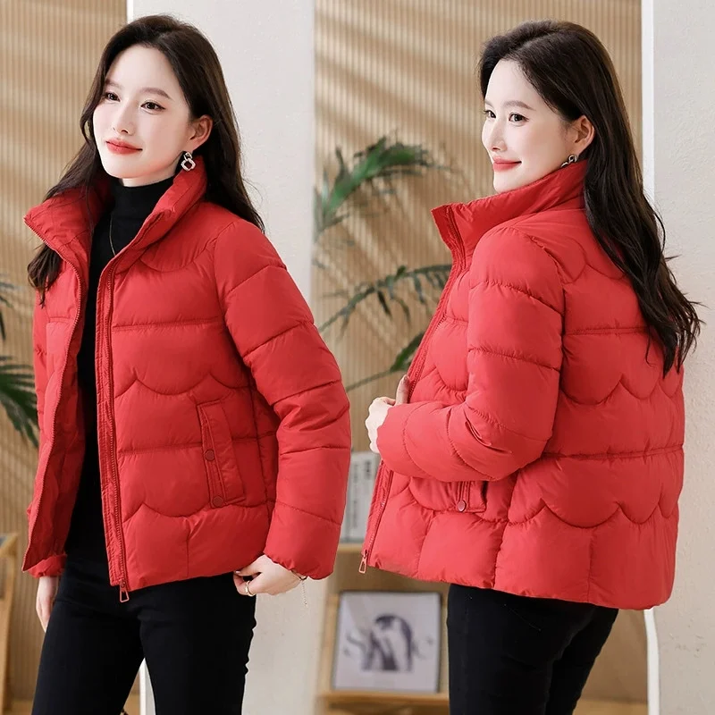 

Women's Winter Parka Coat 2025 New Fashion Casual Ladies Outerwear Warm Elegant Korean Lady Short Down Cotton Jacket Overcoat