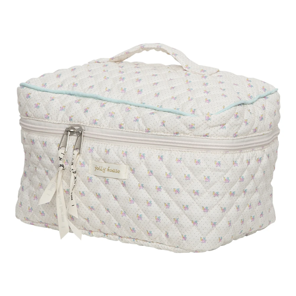 Organisateur de rangement coréen, sac de maquillage matelassé imprimé, pochette à cosmétiques imprimée de fleurs, grand sac à cosmétiques de voyage, accessoire de maquillage