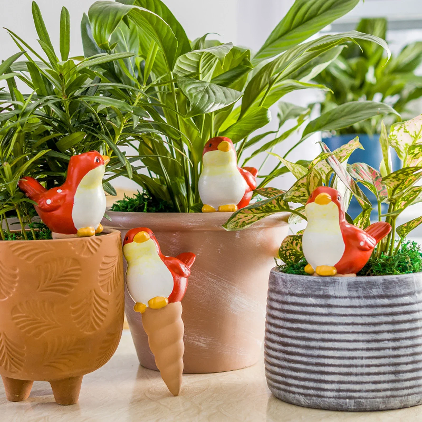 

4Pcs Ceramics Bird Shape Watering Tool Auto Plants Drip Irrigation System Indoor Garden Self Watering Feeder Watering Device