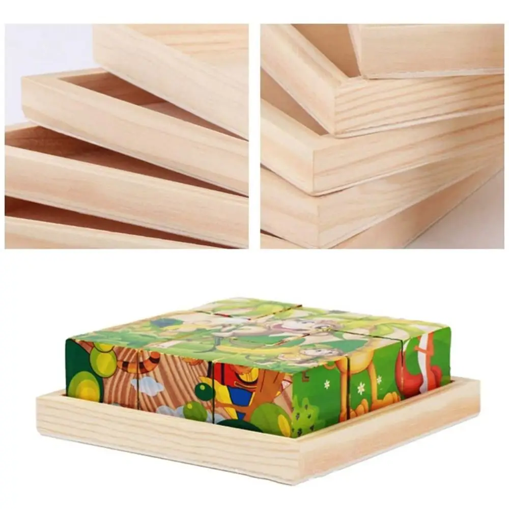 Wooden Square Wood Boards 6Pcs Unfinished Square Wooden Tray Solid Wood Non-toxic Desktop Ornaments Art Class