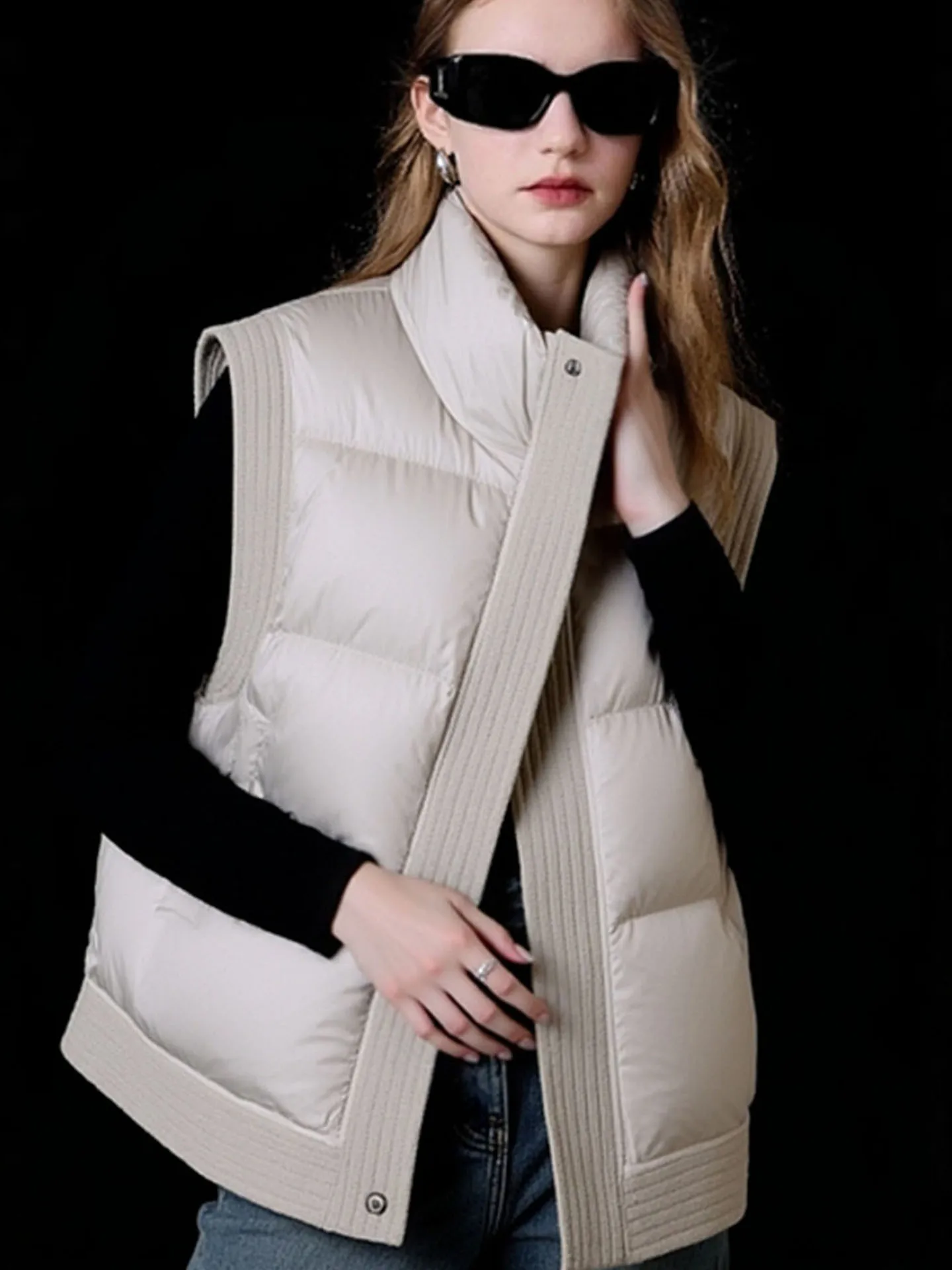 Faionable Svel ملابس خارجية مريحة ودافئة تصميم بسيط اللون سترة الشتاء المرأة لون نقي Jaet سستة... #2