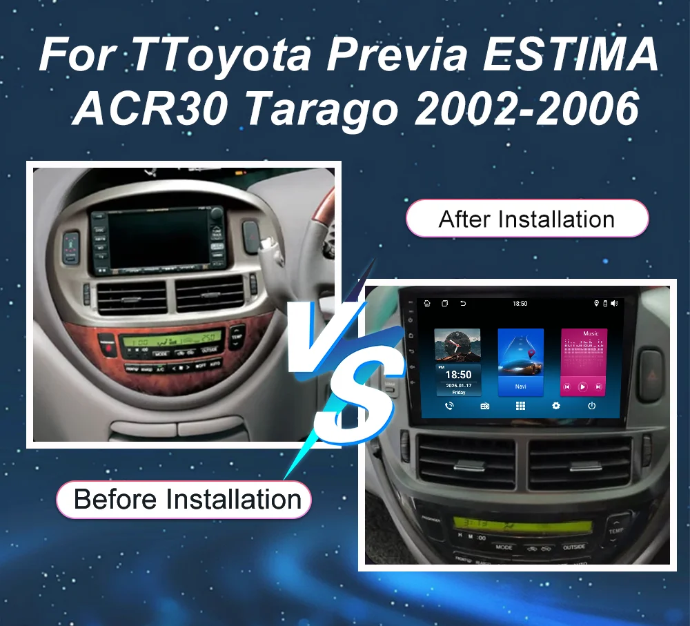 

Android 15 Radio Stereo Car DVD For Toyota Previa ESTIMA ACR30 Tarago 2002-2006 Auto Multimedia Carplay GPS Navigation WIFI 4G