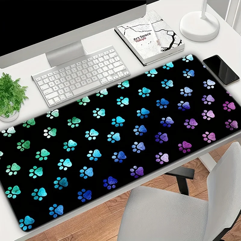 

XXL Black-bottomed Dog Footprint Mouse Pads,large Gaming Desk Mat,non-slip Rubber, Perfect for Office Desk and Computer Keyboard