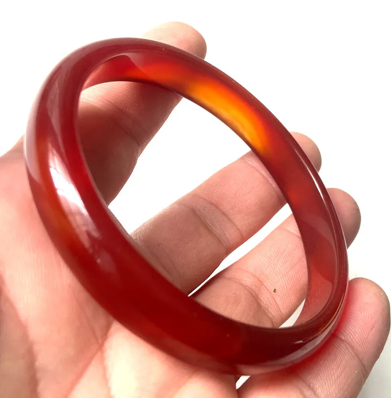 Certified Red 54-64mm Natural A Jade chalcedony agate Bangle Bracelet 3342