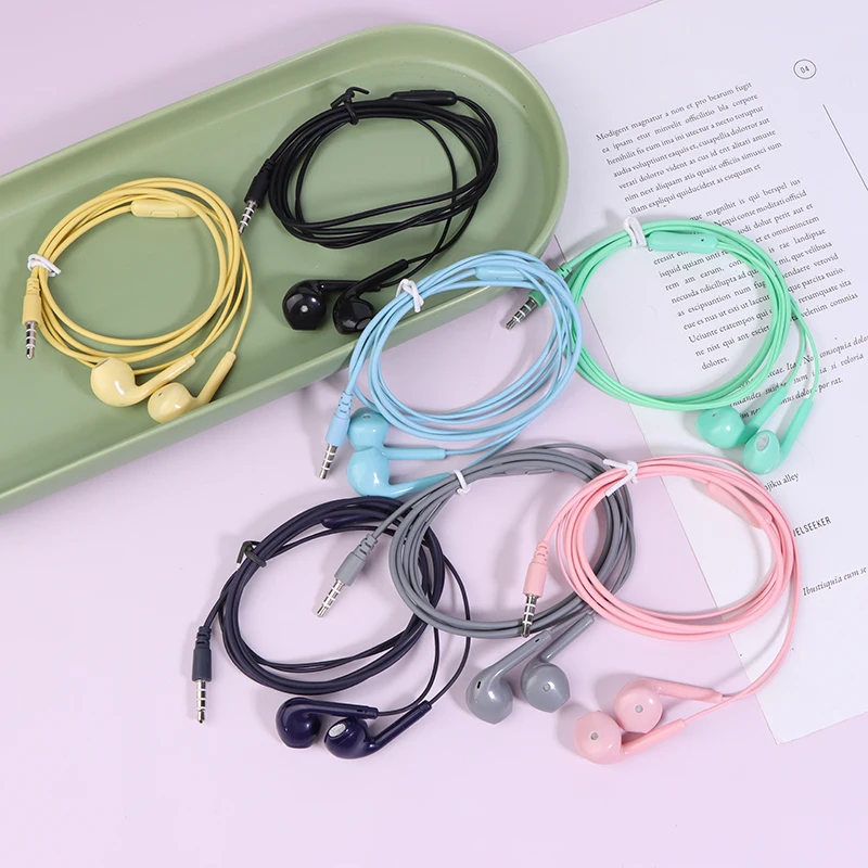 U19 earphone berkabel permukaan halus, Headset musik Super Bass 3.5mm dengan mikrofon bawaan genggam peredam kebisingan