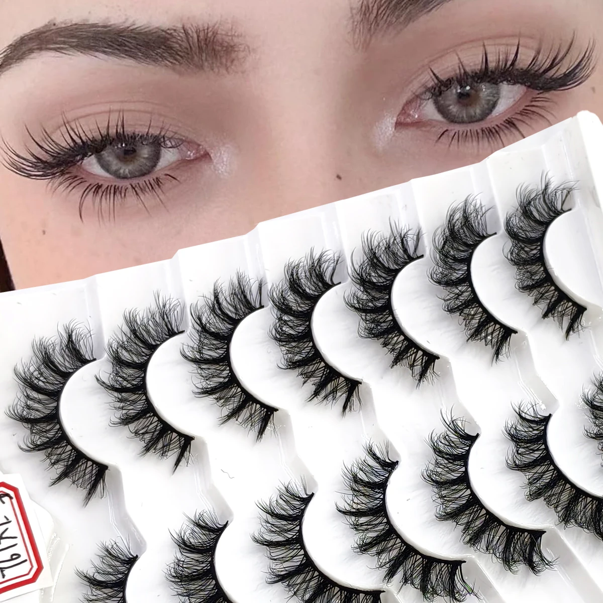 Neu: 7 Paar natürliche Wimpern, volle Streifen, braune Wimpern, weiche, flauschige Wimpern, Kreuzwimpern, dramatische, flauschige Kunst-Nerzwimpern für den Alltag und Partys