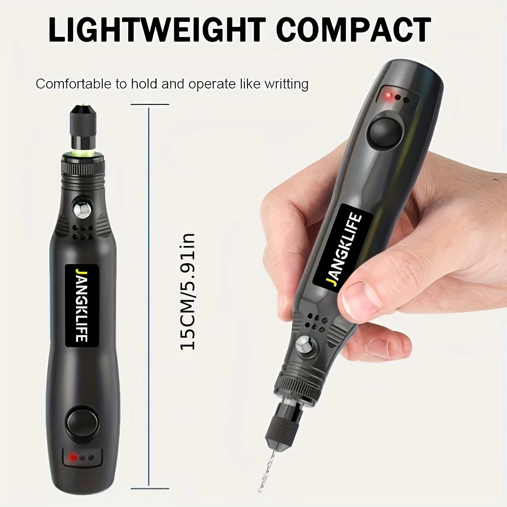 Imagem -03 - Usb Cordless Rotary Tool Kit Woodworking Gravação Pen Faça Você Mesmo para Jóias Metal Glass Mini Broca sem Fio