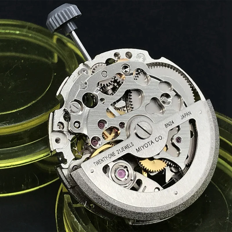 8N24 Mechanical Movement Miyota 21 Jewels Skeleton Automatic Movement