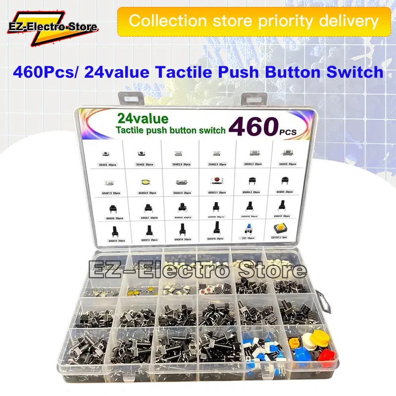 

460pcs/24 specifications Touch button switch mixed box two-foot four-foot car swing small home appliances