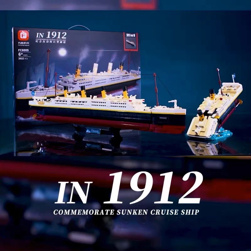 MOC 2022pcs 2in1 Titanic 3D Plastic Large Cruise Boat Model classic Movie Bricks building blocks Diy Toys for Children Gifts