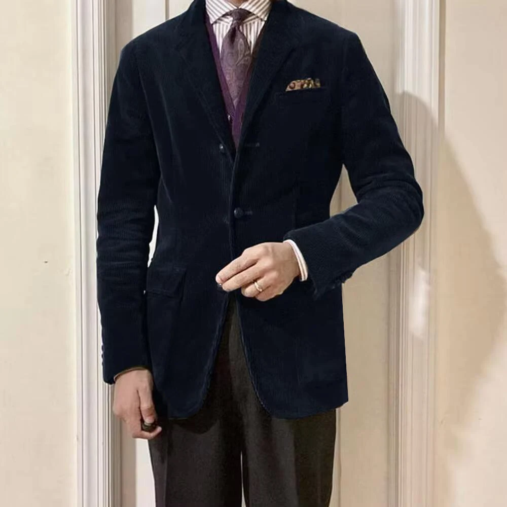 Giacca da uomo in velluto a coste autunno inverno blazer casual elegante britannico italiano tasca con bottoni cappotto formale confortevole 2026 nuovo stile