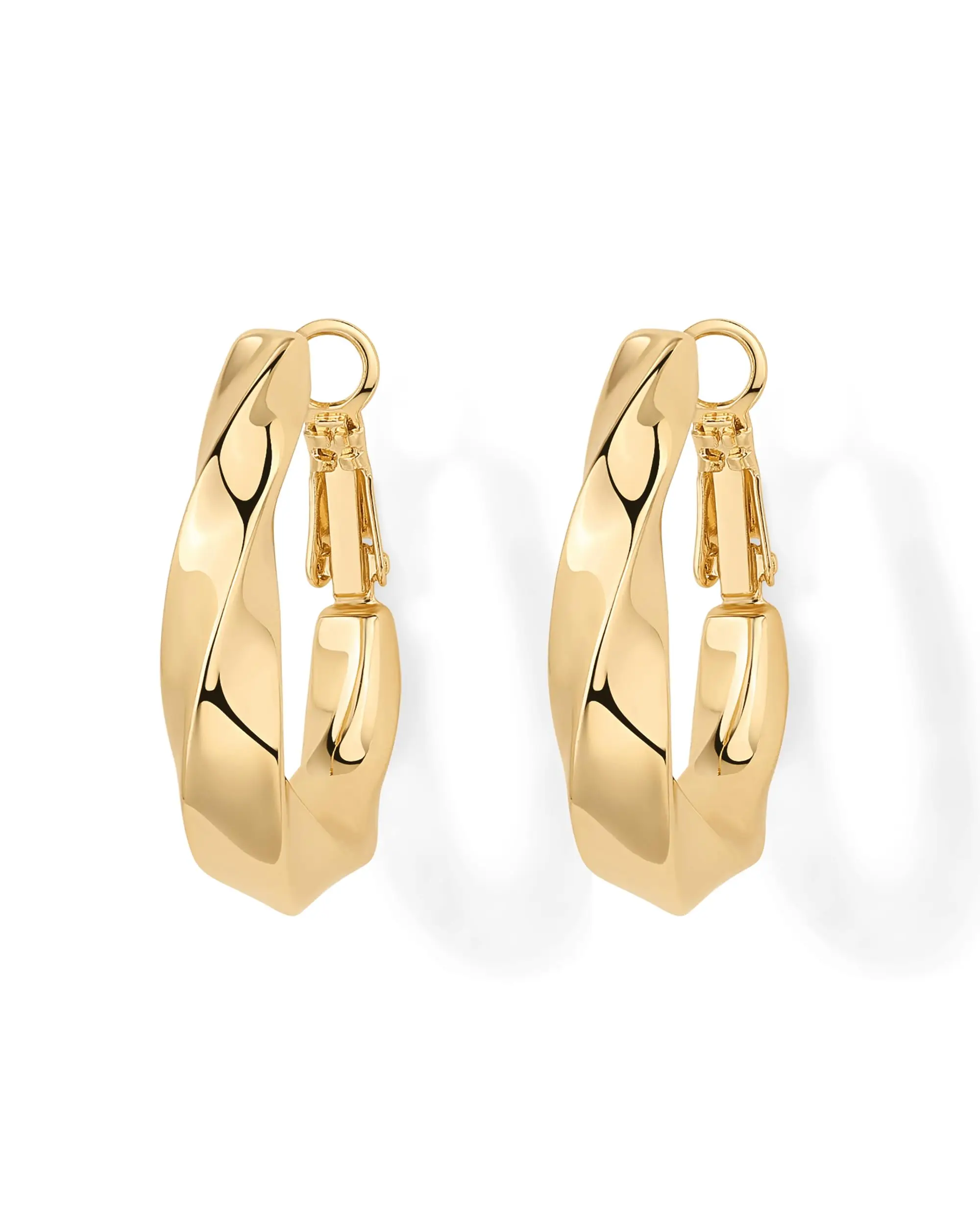 Afbeelding 3: Shevalu Dames Geometrie Ontwerp Hoepels Oorbellen Hoge kwaliteit 14K verguld 925 sterling zilver Post Chunky Twisted Huggie Earring