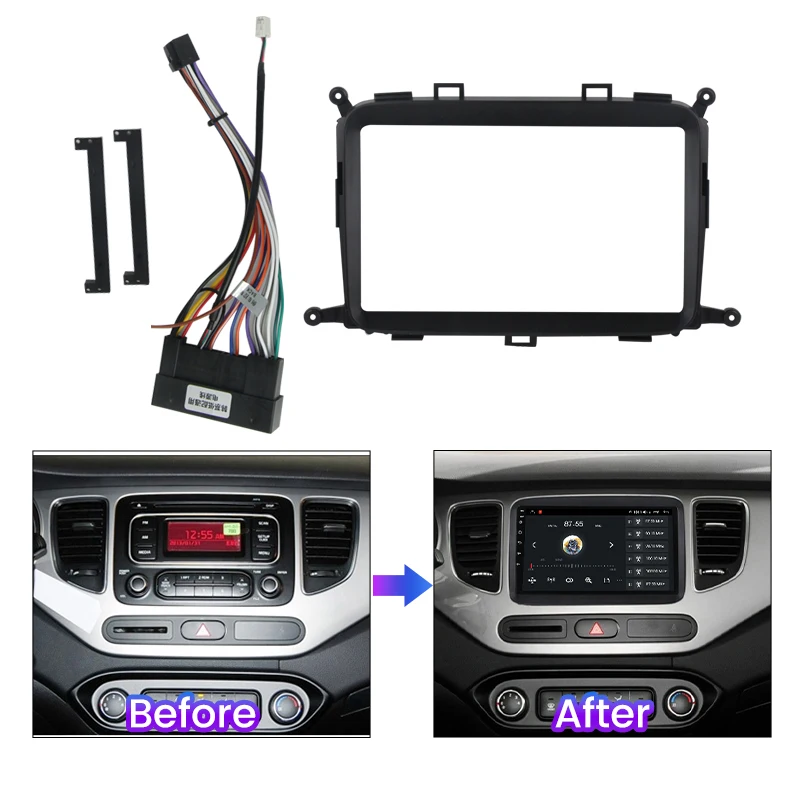 9INCH Car Radio Face Frame for KIA CARENS 2013 2014-2018 Dash Kit Stereo GPS Android Player Install Panel Fascia Trim Plate 2din