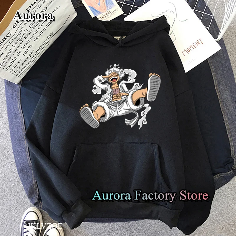 Spring Autumn Men Fashion Hoodie MONKEY D LUFFY Clothing Casual Hooded Solid Color Streetwear Male Cartoon One Piece Pullover