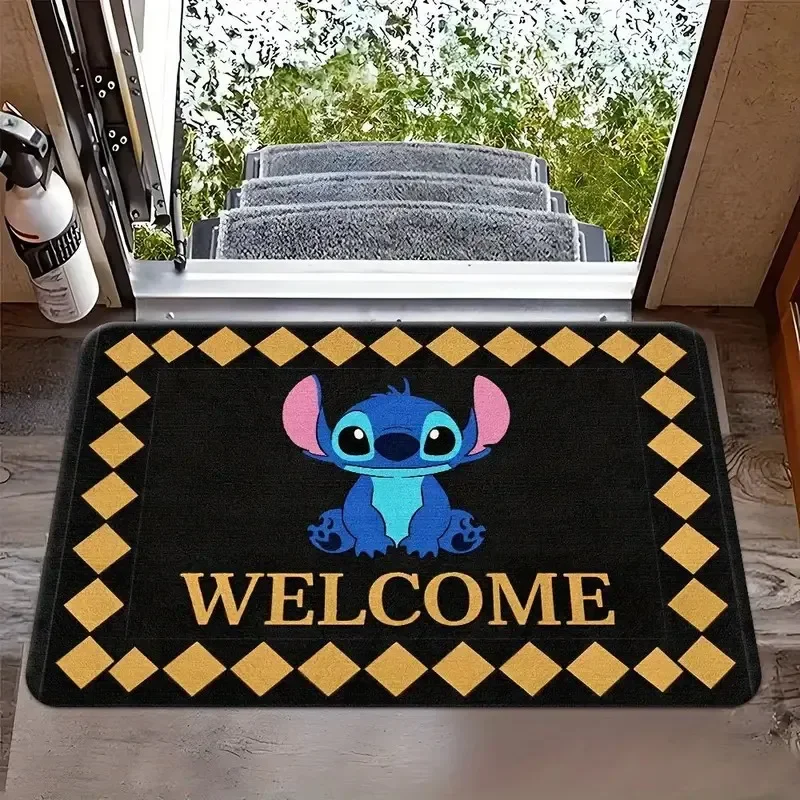 MINISIO-alfombra con estampado de dicjos animados de Disney Stitch، decoración para sala de estar، dormitorio، Picnic، Campam