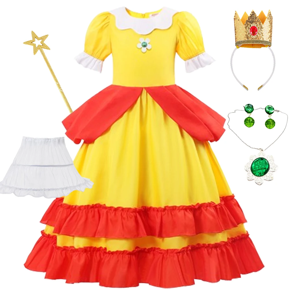 

Peach Princess Dresses Kids Princess Chrysanthemum Daisy Cosplay Costume Children Birthday Carnival Party Outfits 2024 Costumes