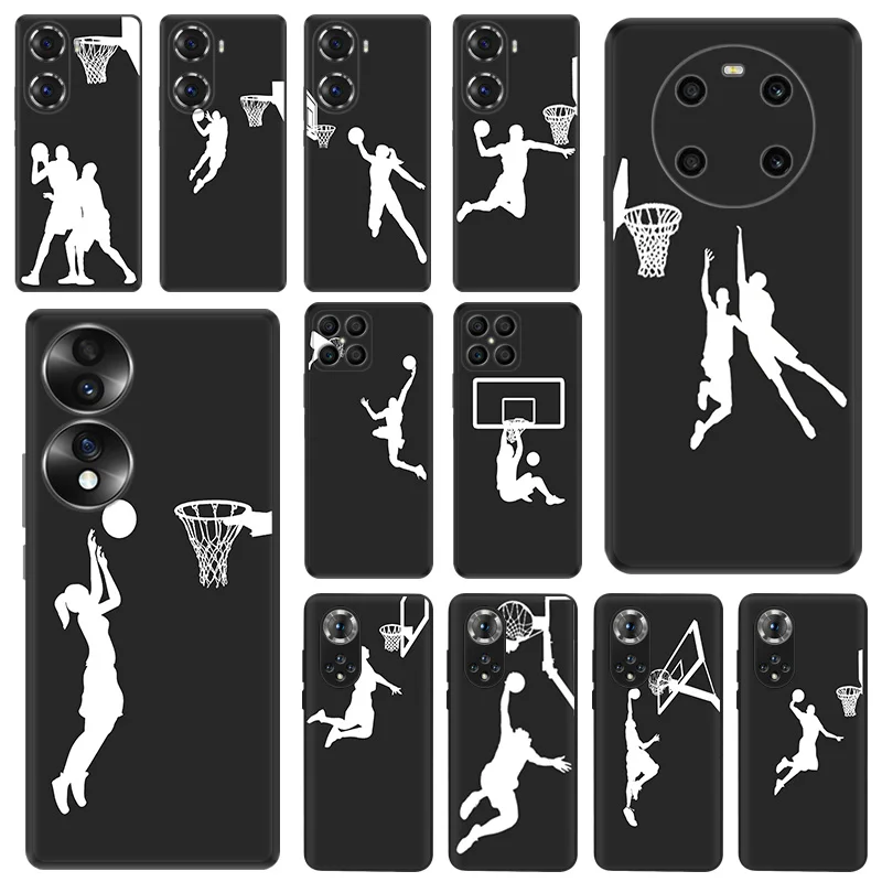 Black Matte Phone Cases for Honor X8b X8 X7 X6 a X9 b 90 70 Magic5 8x Basketball Shot Dunk Huawei P40 P30 P20 Psmart Soft Cover