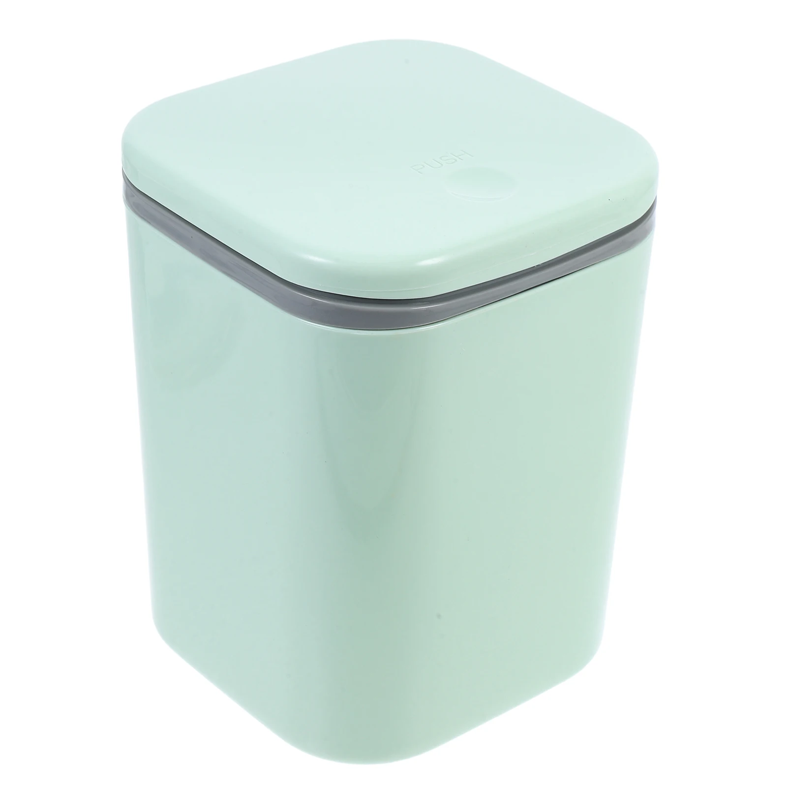

Small Trash Can Mini with Lid Desk Cute Car Button Kitchen Counter Green Bathroom Plastic Office