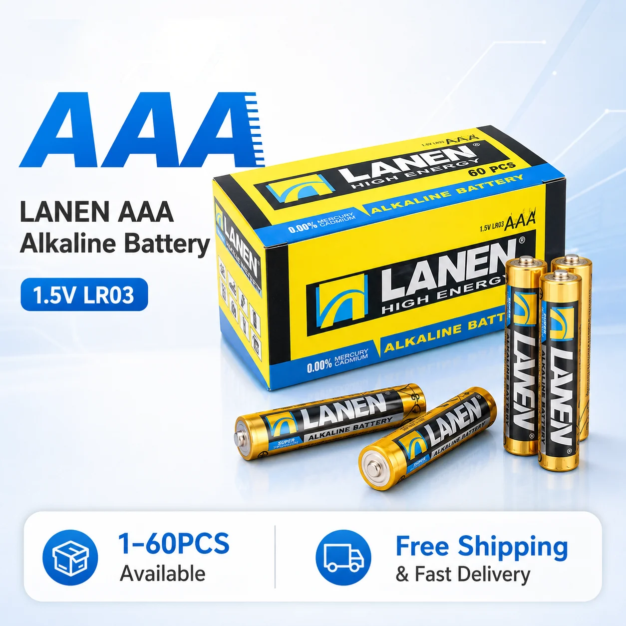1.5V AAA Alkaline Batteries LR03 Non Rechargeable Dry Battery for Remote Mouse Toy Clock Household Devices