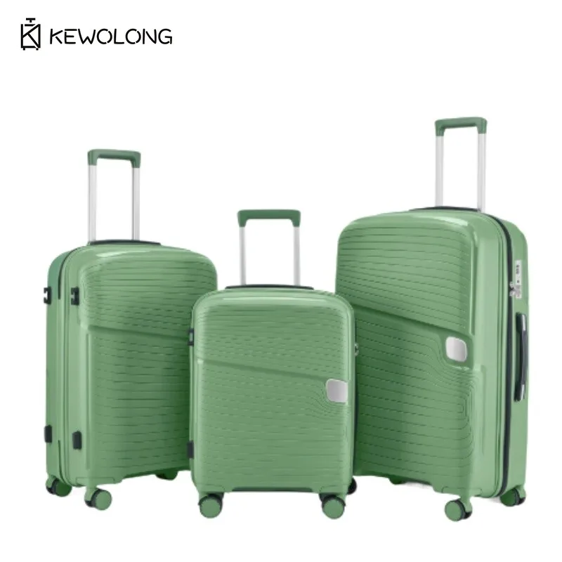 軽量20インチPPスーツケース、大容量機内持ち込み荷物、ジッパー式コンビネーションロック付き、男性女性向け耐久性のあるトロリーバッグ