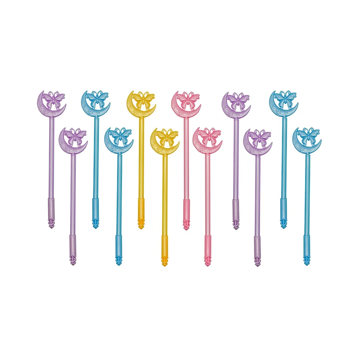 12PCS Butterfly Moon Gel Pen Girl Cartoon Wand Pen Novelty Pen Black Ink for School Party Office Study Supplies