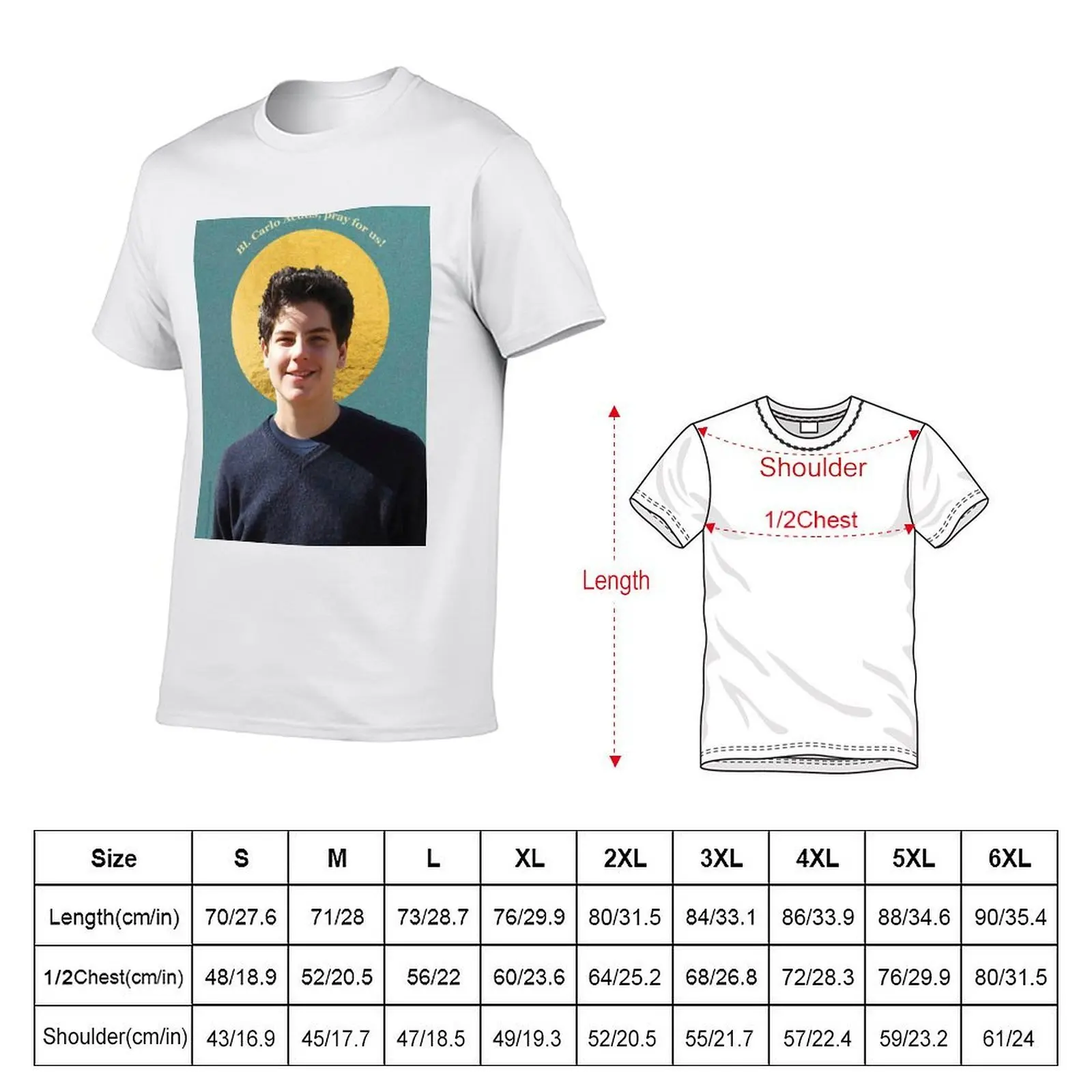 Blessed Carlo Acutis Holy Card Design T-Shirt man t shirts cotton t shirt man casual T-Shirt