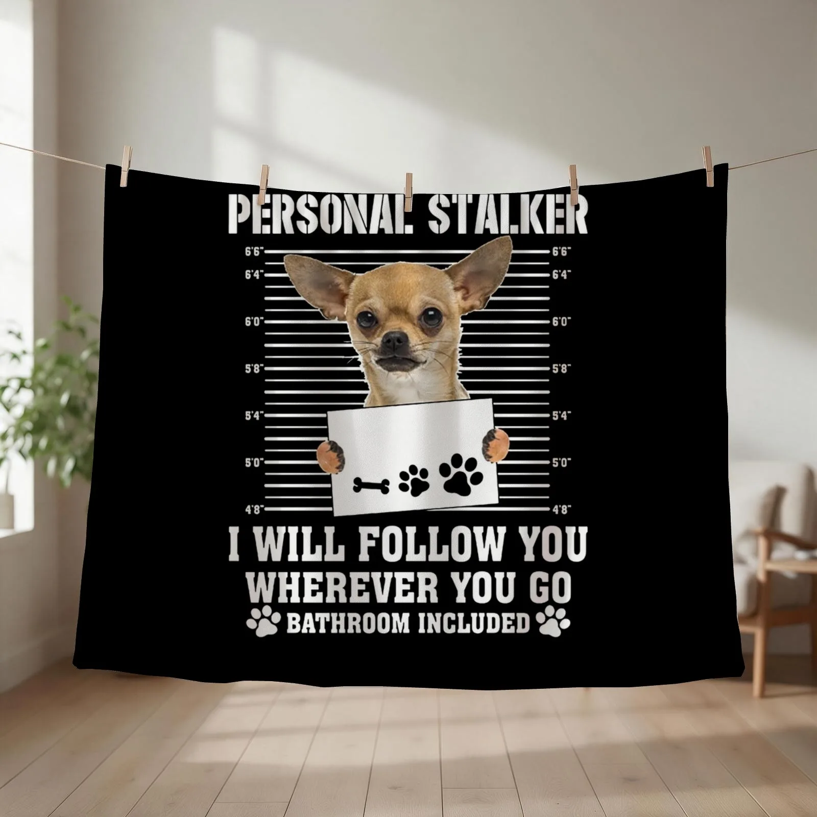 Personal Stalker Follow You Wherever You Go chihuahua Throw Blanket Fashion Sofas Flannel Fabric Flannel Sofa Blankets