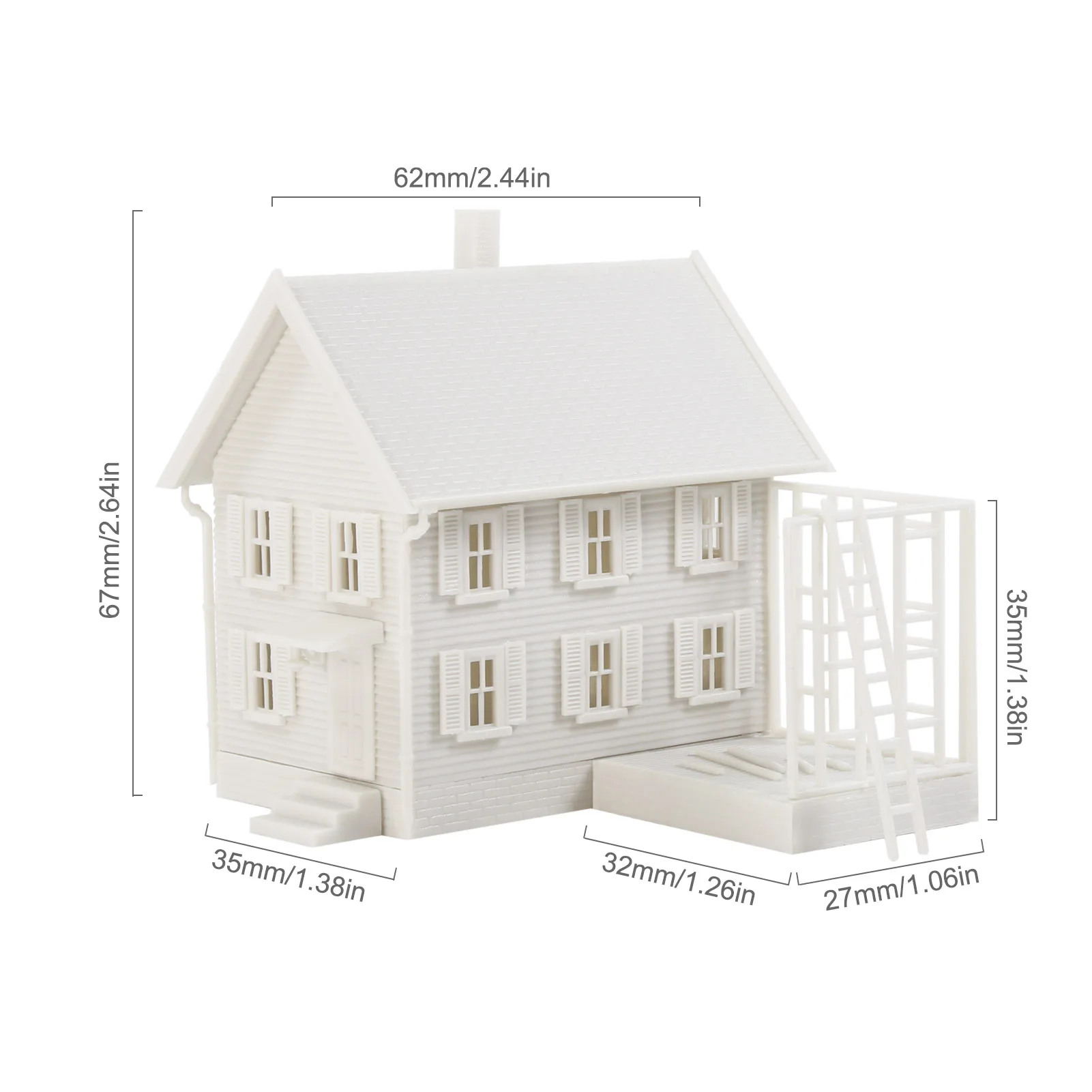 Evemodel N Scala 1:160 Kit casa decorata modello a due piani smontato non verniciato JZN5881JJ