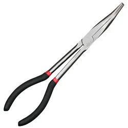 1pc Needle-nose Fishing Pliers Curve/Straight Head Nonslip Long Handle Carbon Steel Snipe-nose Gripper Tongs Hand Tool Tweezer