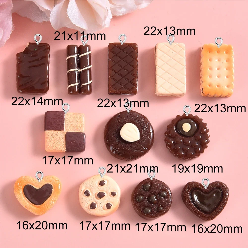 10PCS Chocolate Biscuit Series Flatback Charms For Earrings Bracelet Hairpin DIY Jewelry Pendants Decoration Accessories