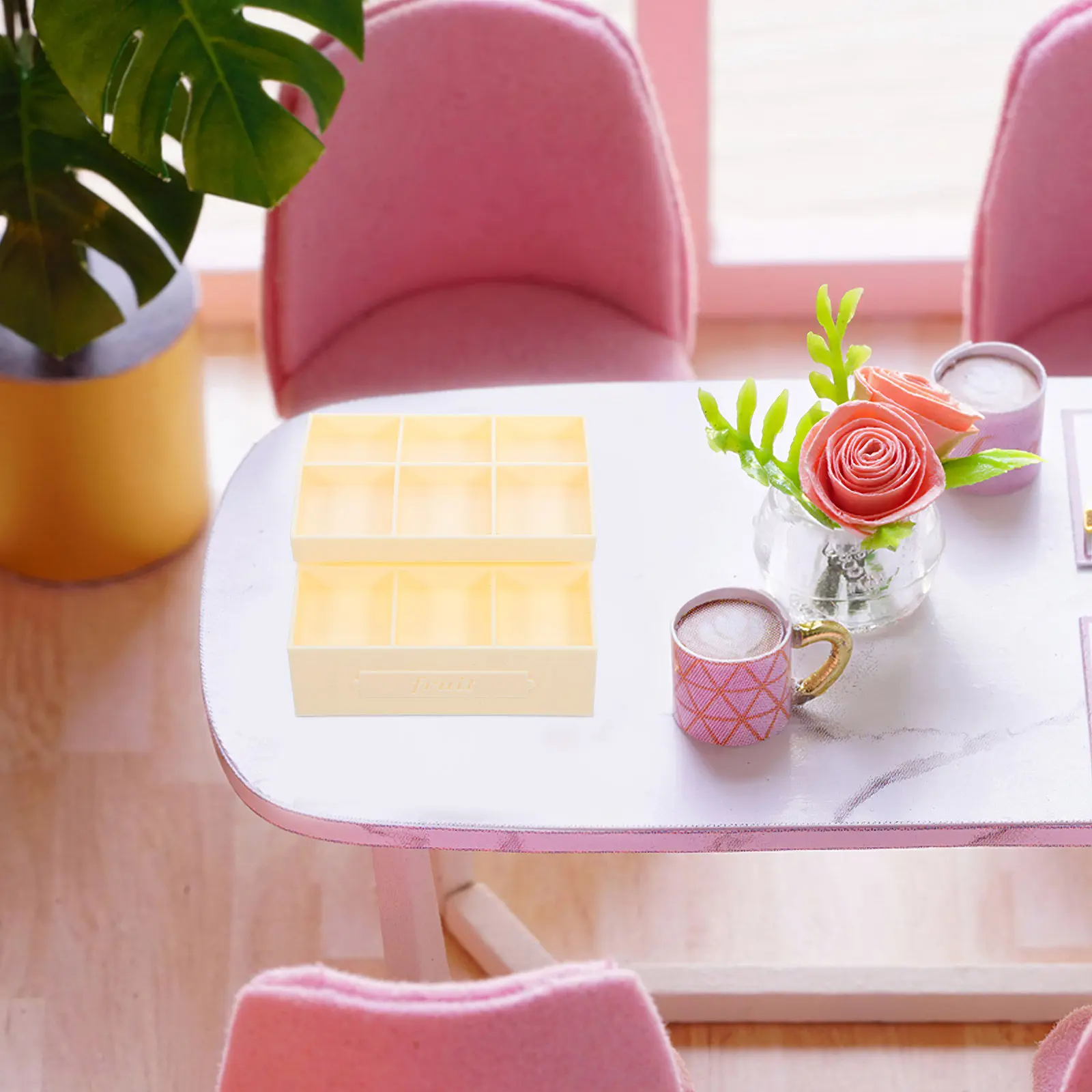 

2 шт. миниатюрные подставки для фруктов, устойчивые к выцветанию, яркие цвета, для кукольного домика, продуктового магазина, кухонной полки, для миниатюрного декора