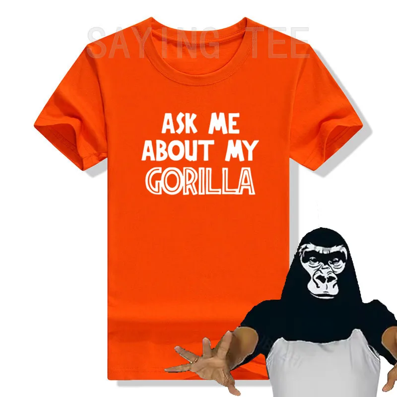 Fragen Sie mich nach meinem Gorilla-T-Shirt für Männer und Jungen, lustiges Retro-Dschungel-Affen-Loose-Top, Persönlichkeits-T-Shirt aus weicher Baumwolle, originelles Geschenk – Detail 13