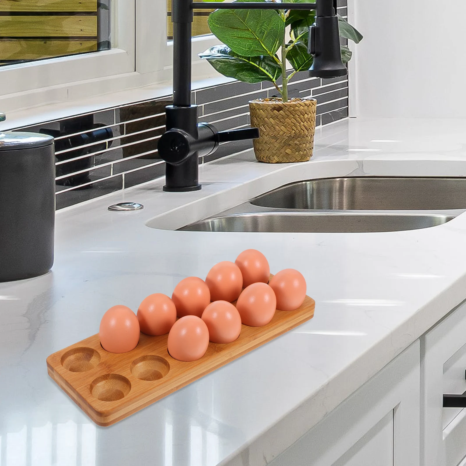 

Wooden Egg Rack Easter Holder Container Counter Display Tray Desktop Organizer Deviled