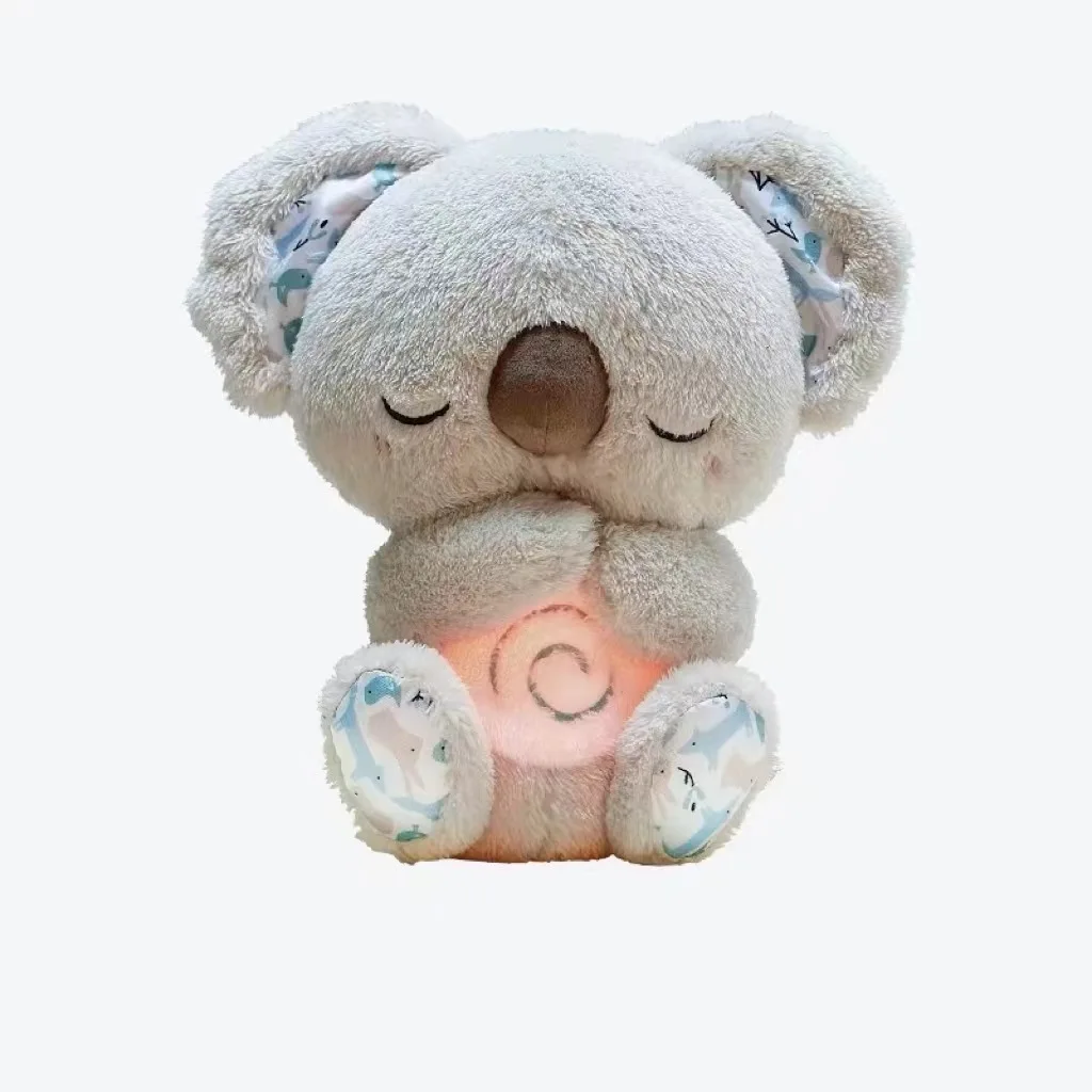 Breathing Bear Baby Soothing Otter Plush Doll Toy Baby Kids Soothing Music Baby Sleeping Companion Sound and Light Doll Toy Gift