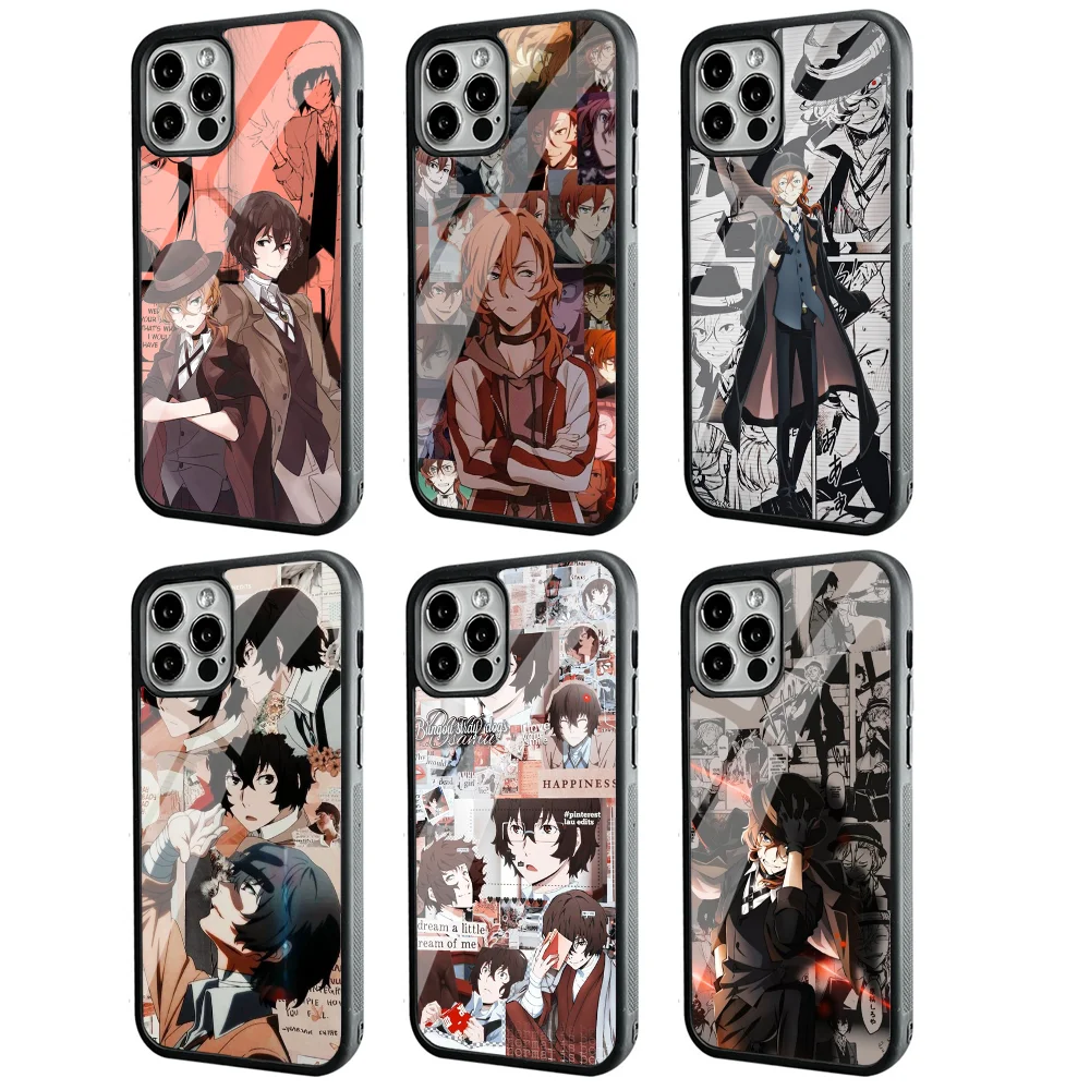 Japan Anime Bungou Stray Dogs Dazai Osamu Phone Case For IPhone 11 12 13 14 15 Plus Pro Max Mirror Acrylic PC TPU Cover