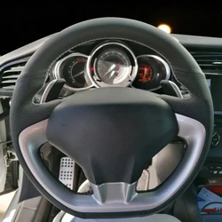 Microfiber Leather Auto Braiding On The Steering Wheel Cover for Citroen DS3 2011 Car Braid Steering Wheel Interior Accessories