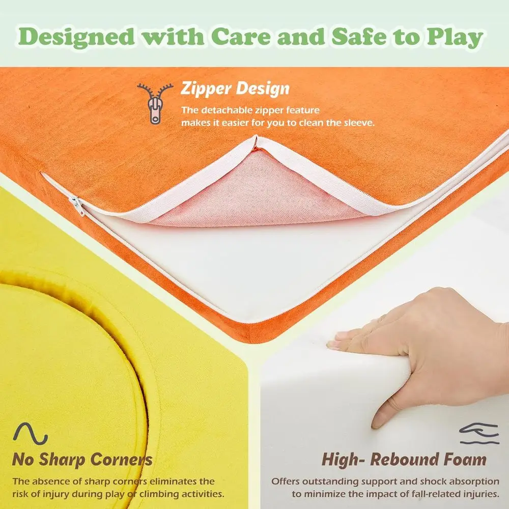 Indoor Soft Foam Climbing Blocks Set for Toddlers: 7-Piece Play Gym for Baby Crawling, Climbing, and Sliding