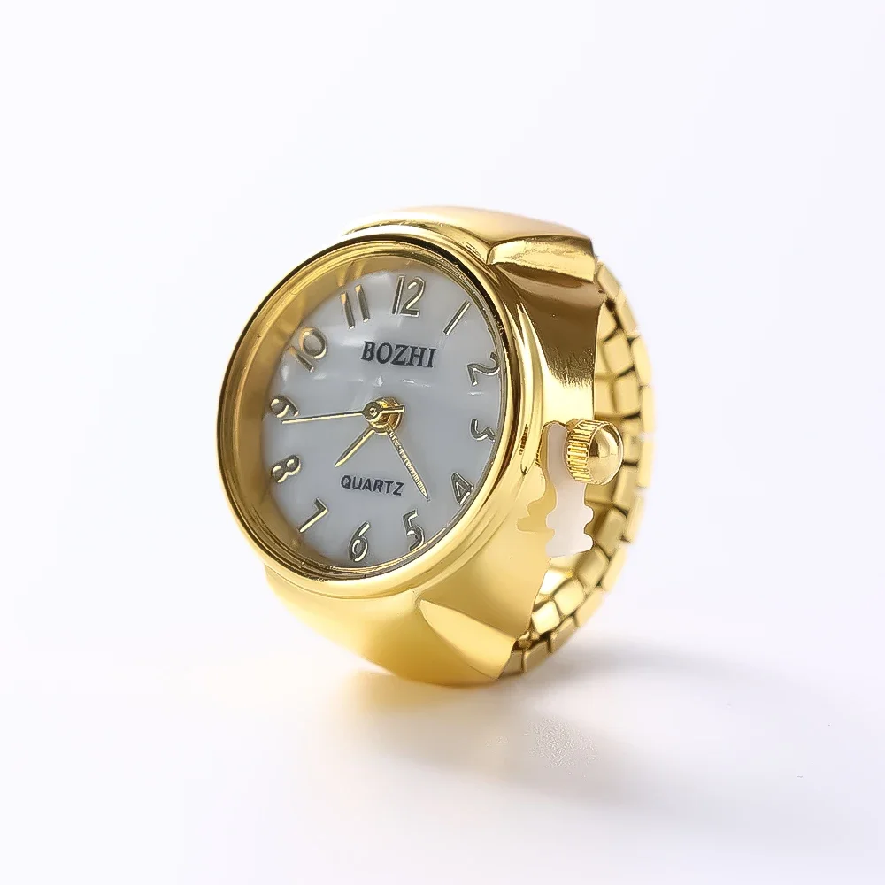 Vintage Punk Vingerhorloge Mini Elastische Bandje Alloy Horloges Paar Ringen Sieraden Klok Retro Romeinse Kwarts Horloge Ringen Dames Heren