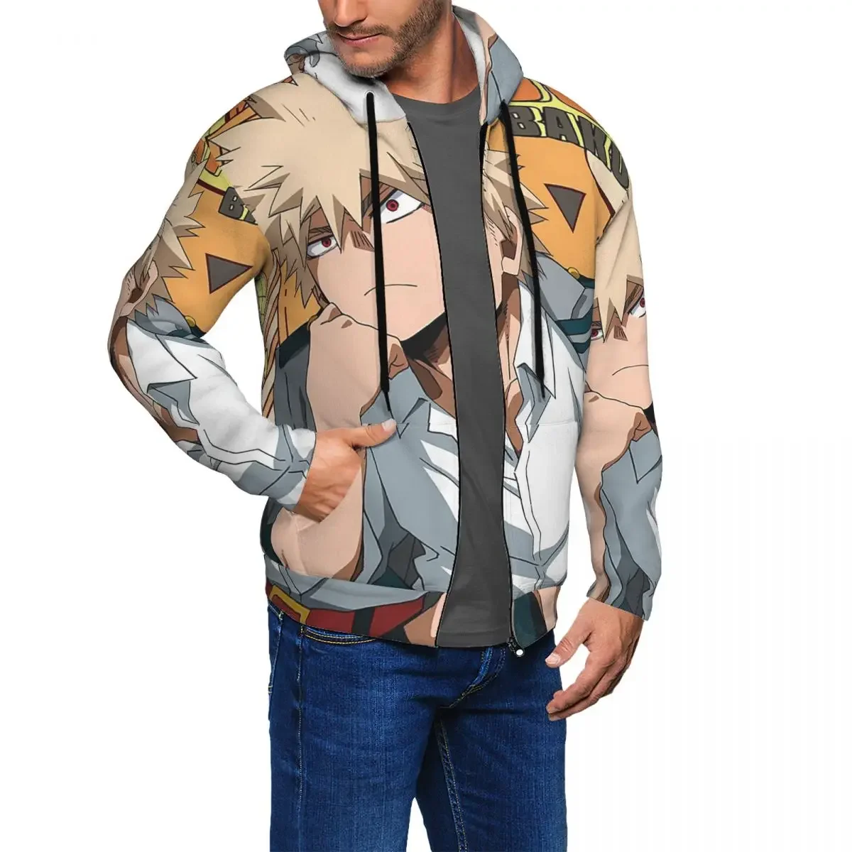 Katsuki Bakugo My Hero Academia sudaderas con cremallera jersey de Harajuku Otoño Invierno hombres mujeres sudaderas camisetas de manga larga