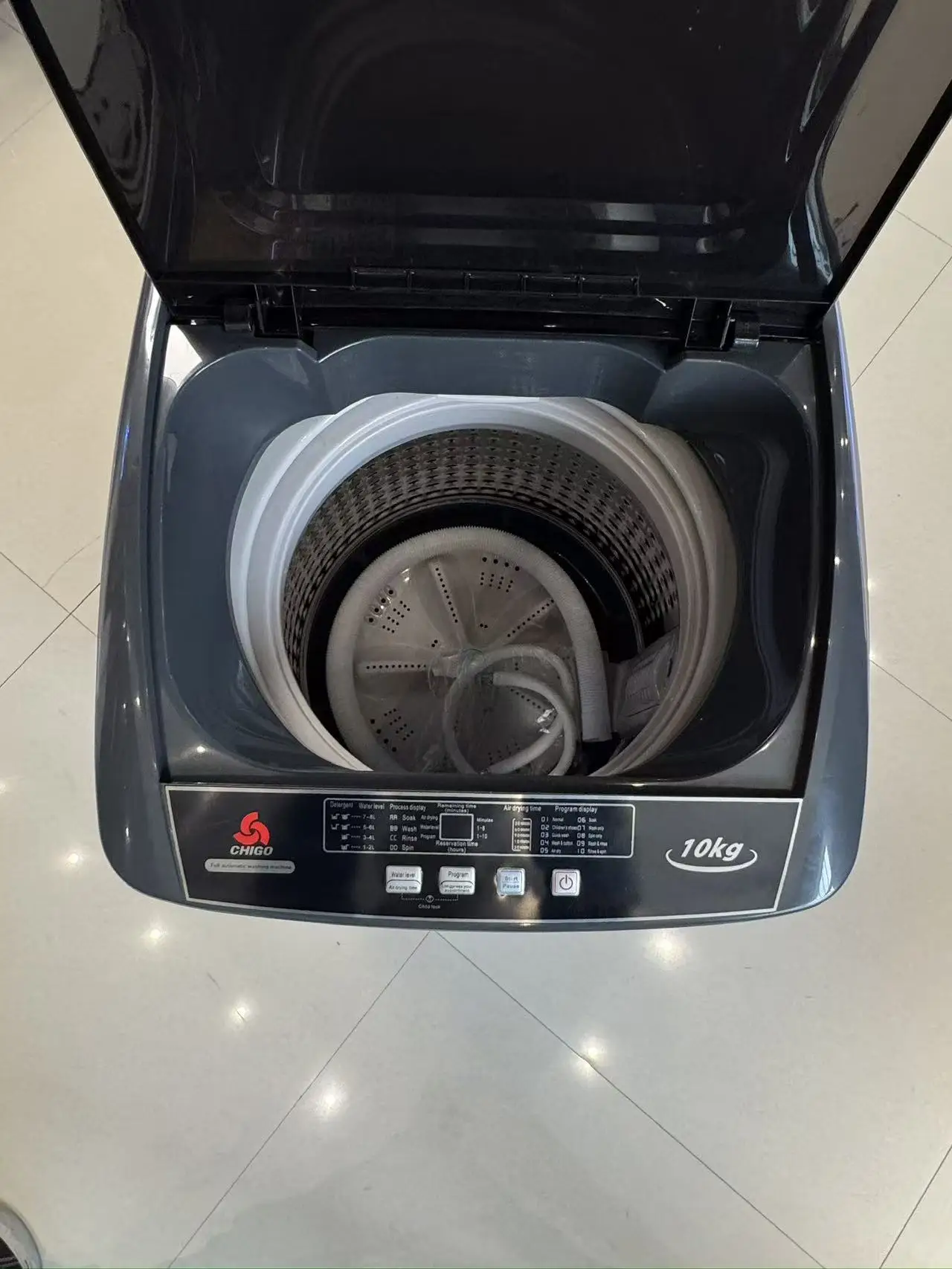 Automatic Electric Single Tub Portable Top Loading Washing Machine 10kg Capacity UK Plug for Household and Dormitory Laundry