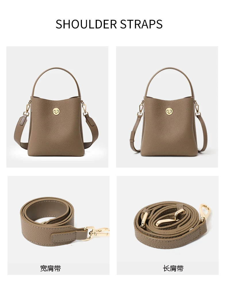 Elegante Retro-Handtasche aus hochwertigem Rindsleder mit mehrschichtigem Schultergurt und Verschluss, Umhängetasche für Damen – Detail 5