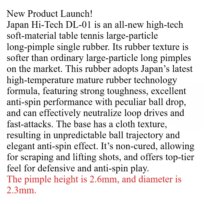 Extra Soft Table Tennis Rubber Large Pimples 2.6mm Particle Height OX Long Pimples Sinking Weird Ping Pong Rubber image 6