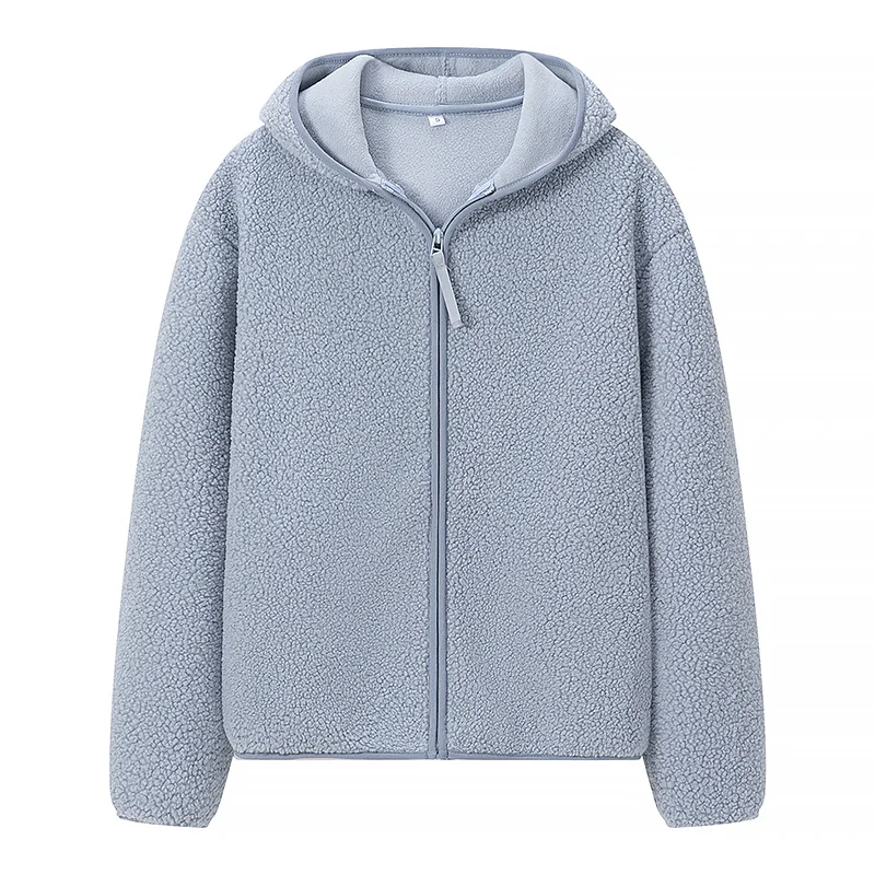 

Осень-зима 2022, новое теплое пальто из овечьего волоса для женщин, свободные флисовые куртки с капюшоном на молнии, японское минималистское пальто