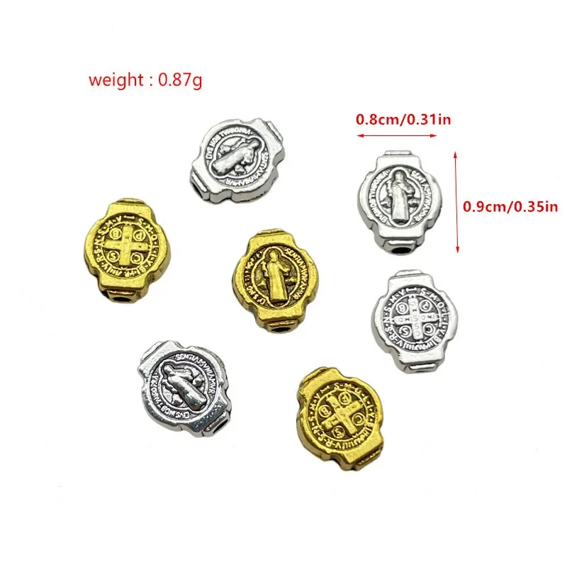 50pcs Vintage Religious Costume Saint Benedict Medal Round Loose Bead Jewelry Making Jewelry DIY Necklace Bracelet Jewelry